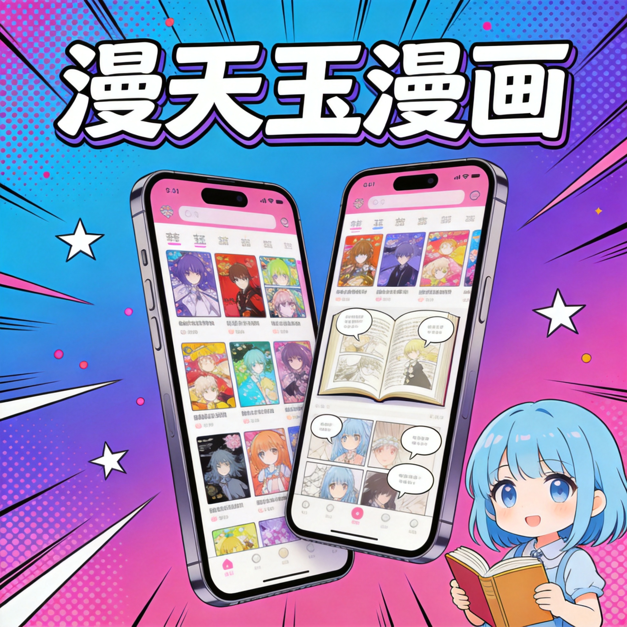 漫天玉漫画 安卓 App 双手机界面预览